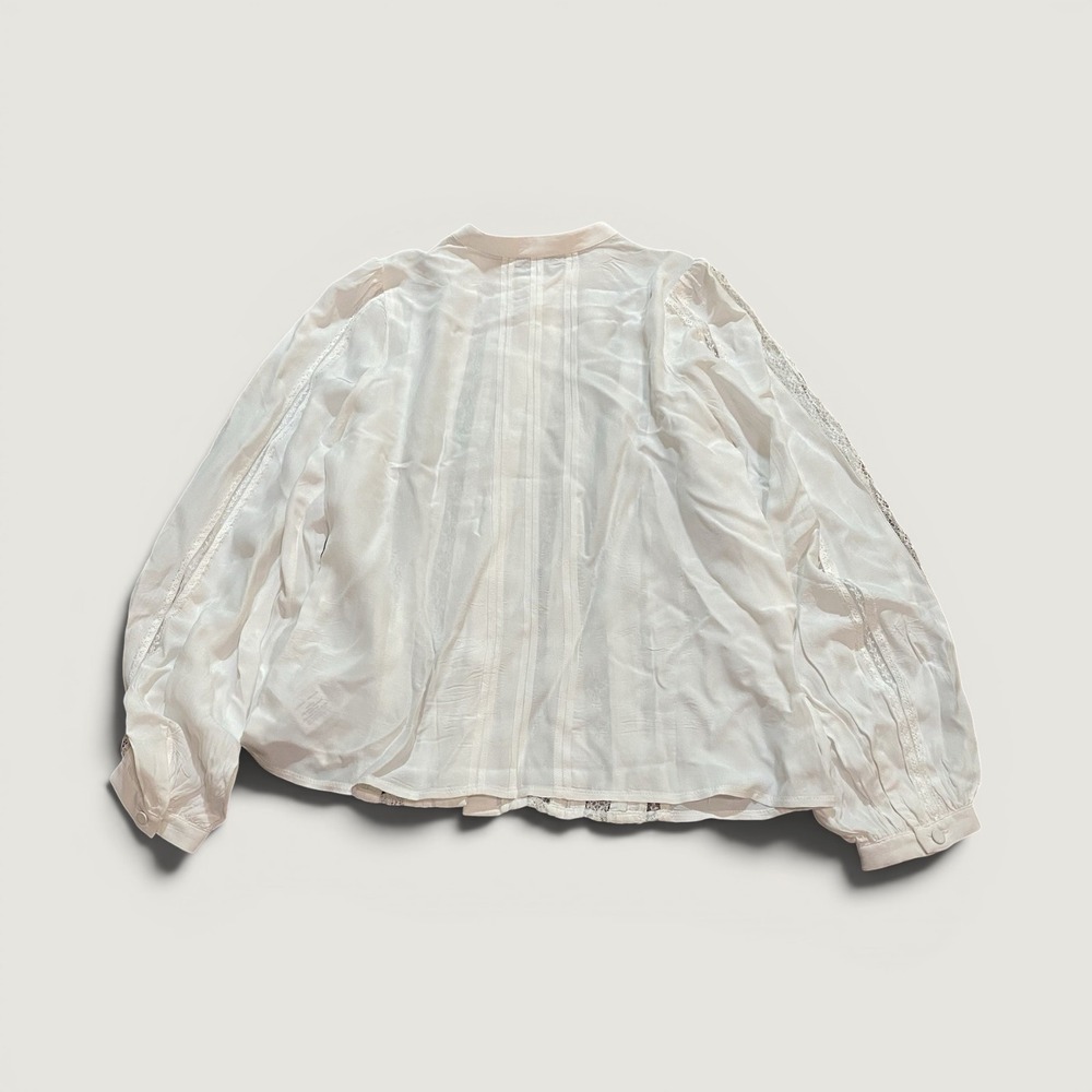NWT Madewell Lace Insert Button Up Long Sleeve Top White Small Sheer Feminine - Picture 2 of 10